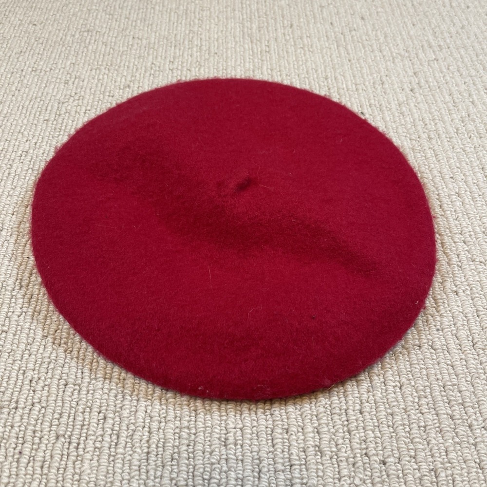 Nordstrom Rack Women's Beret Hat Classic Felted Wool Blend Red One Size